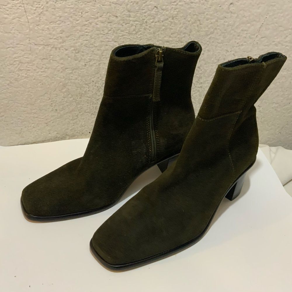 NEW Patina Portland Leather  Boots Booties Suede side zipper size 9